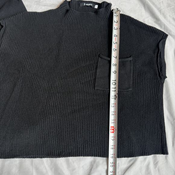 Anrabess Black, Sleeveless, Mockneck Ribbed Sweater, Jogger, Set- L - Picture 5 of 10